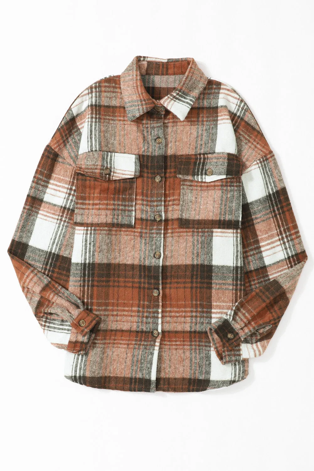 Plaid Button Up Collared Flannel Shacket