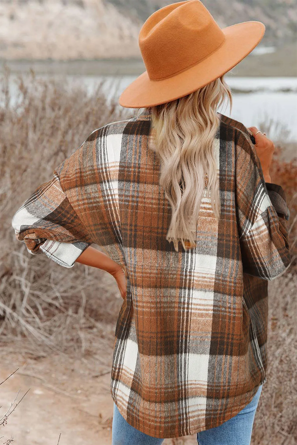 Plaid Button Up Collared Flannel Shacket