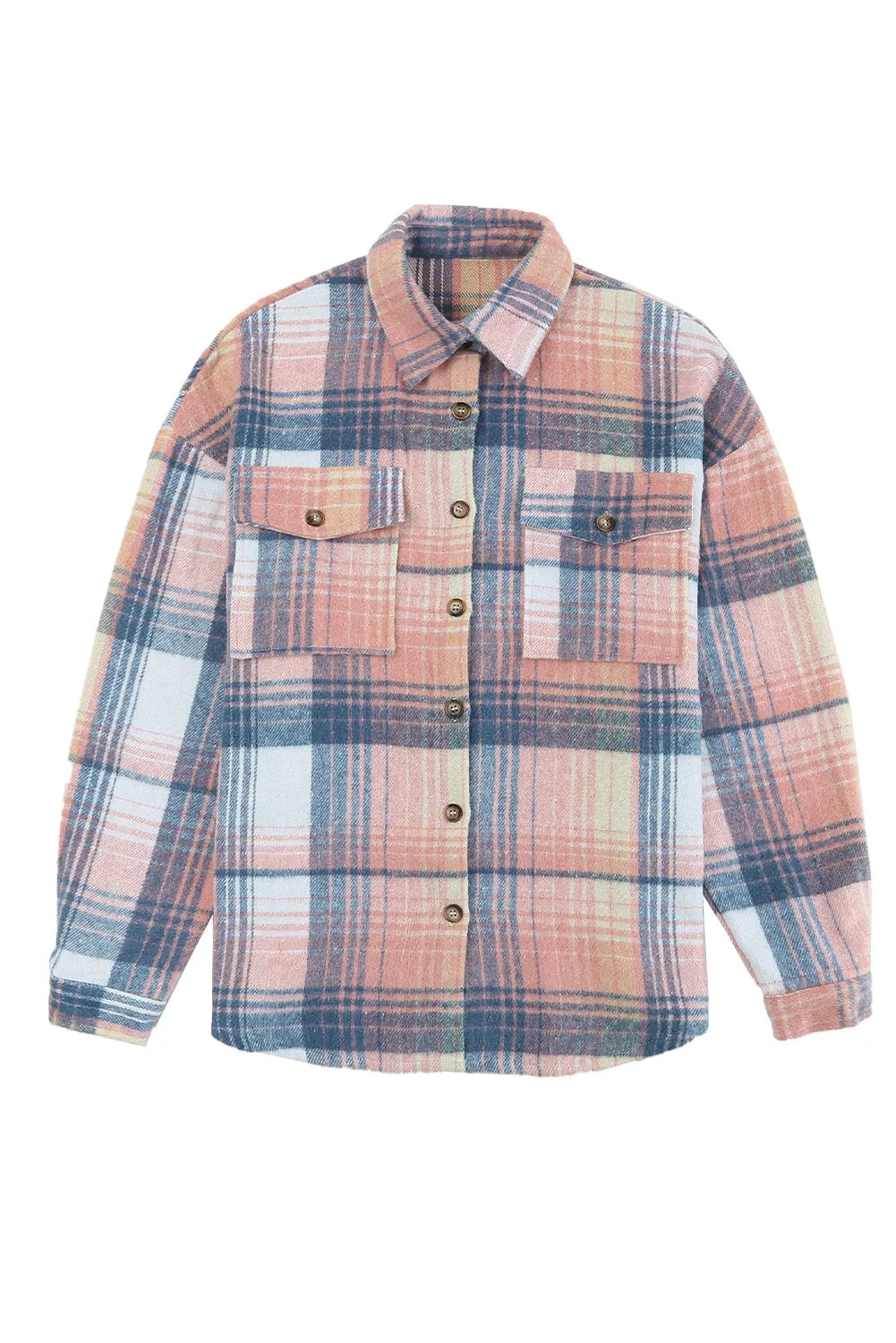 Plaid Button Up Collared Flannel Shacket