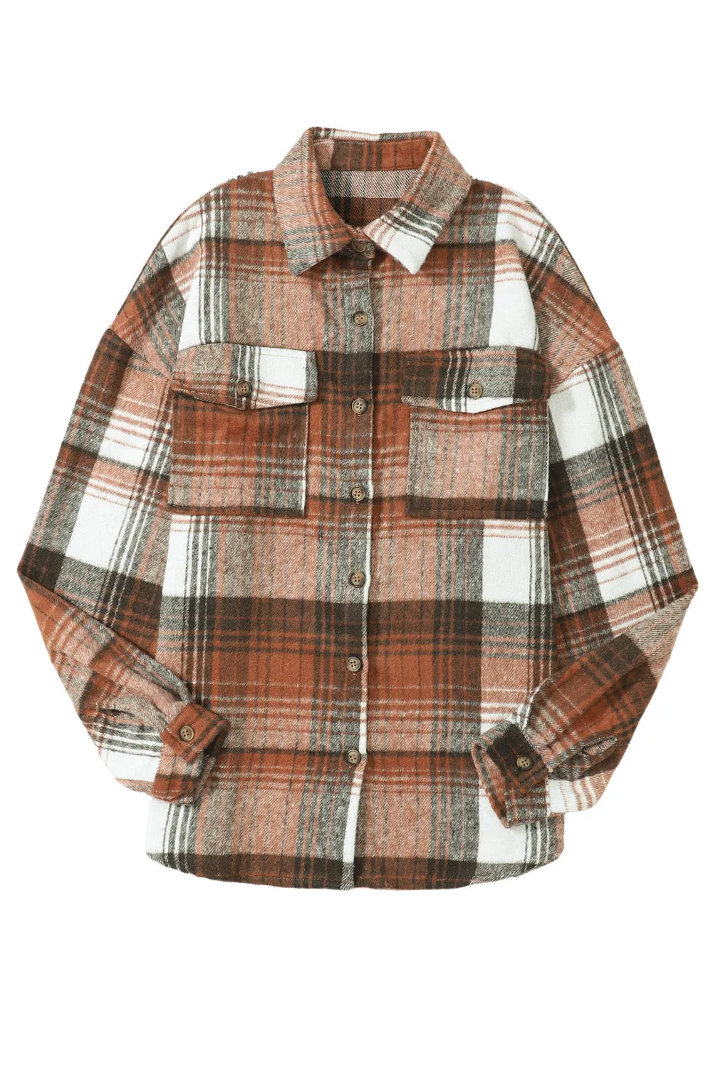 Plaid Button Up Collared Flannel Shacket
