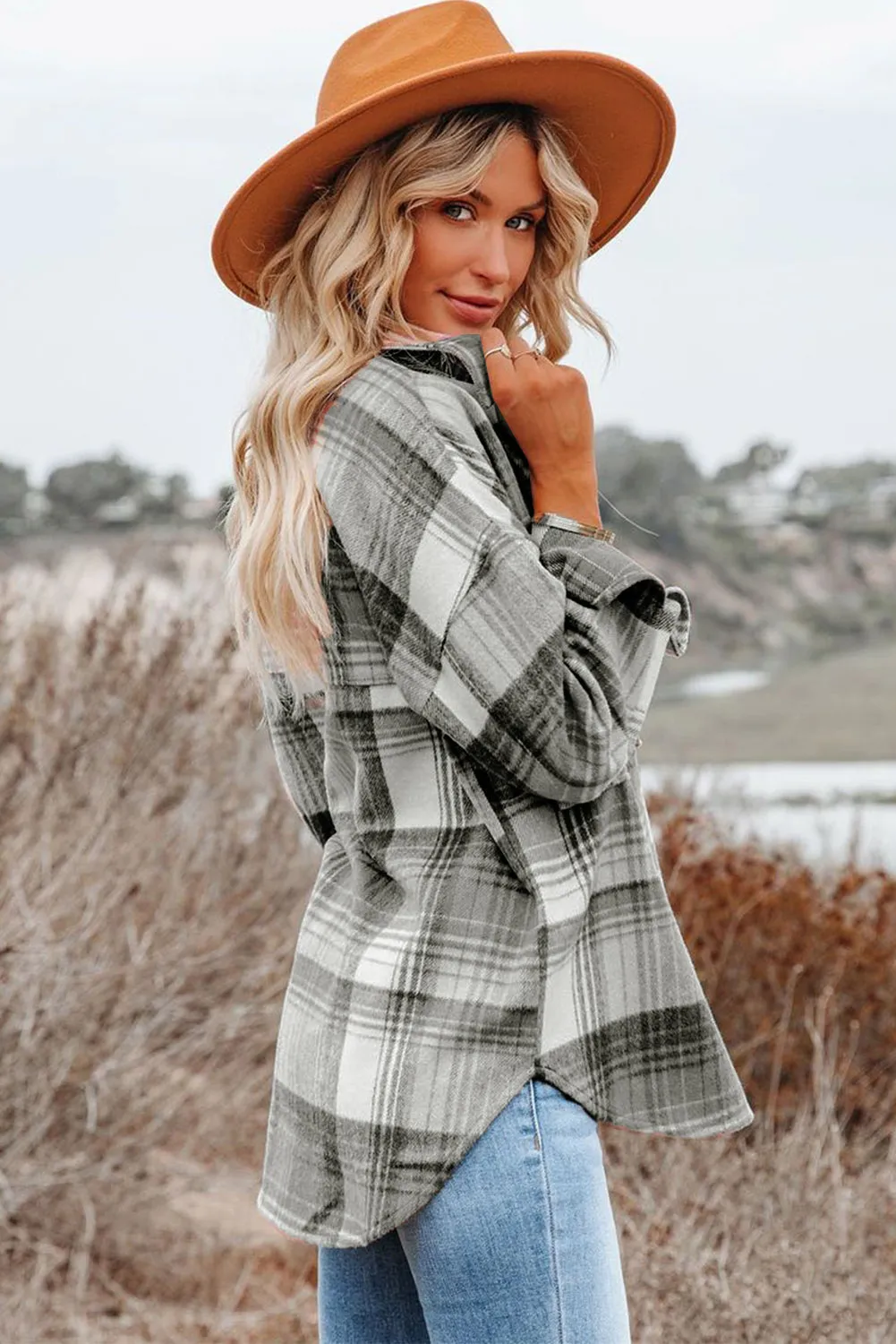 Plaid Button Up Collared Flannel Shacket
