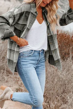 Plaid Button Up Collared Flannel Shacket