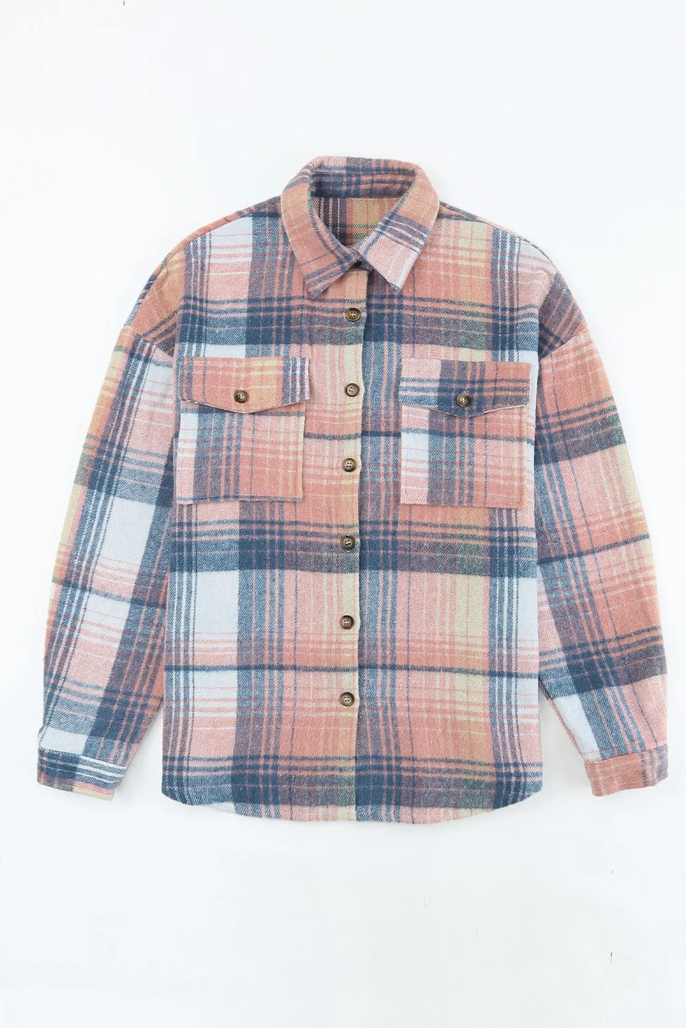 Plaid Button Up Collared Flannel Shacket