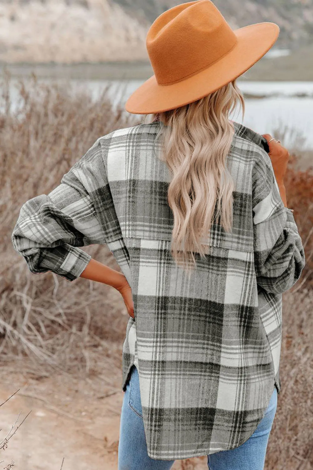 Plaid Button Up Collared Flannel Shacket