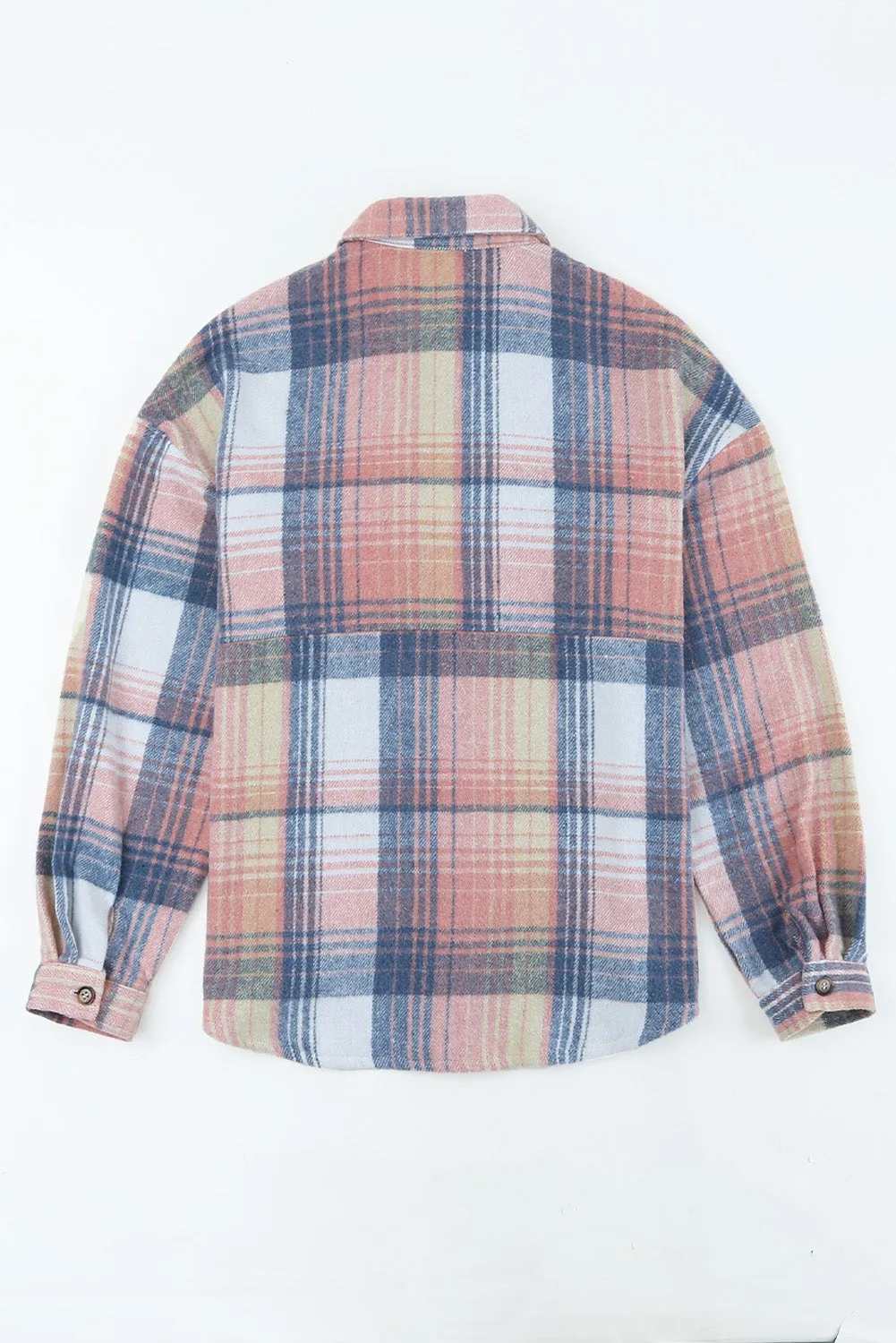 Plaid Button Up Collared Flannel Shacket