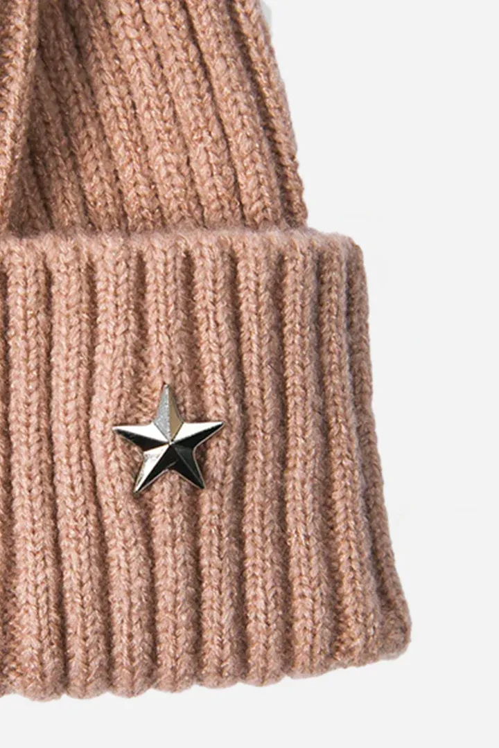 Pom Pom Beanie Hat - Dusty Pink