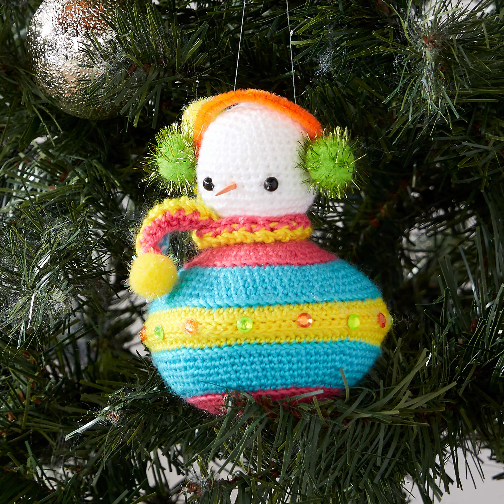 Red Heart Flying Saucer Crochet Snowman