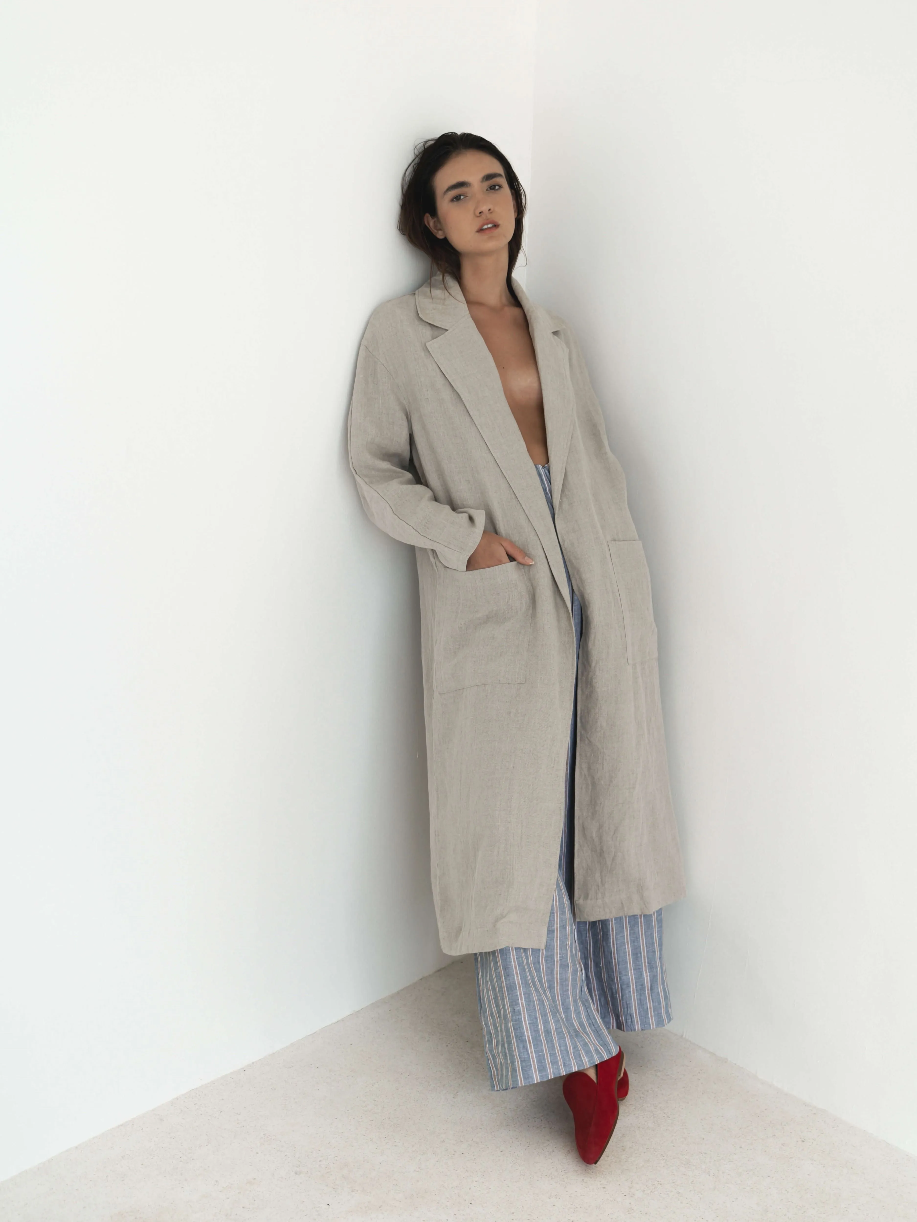 Relaxed-fit Linen Trench Coat