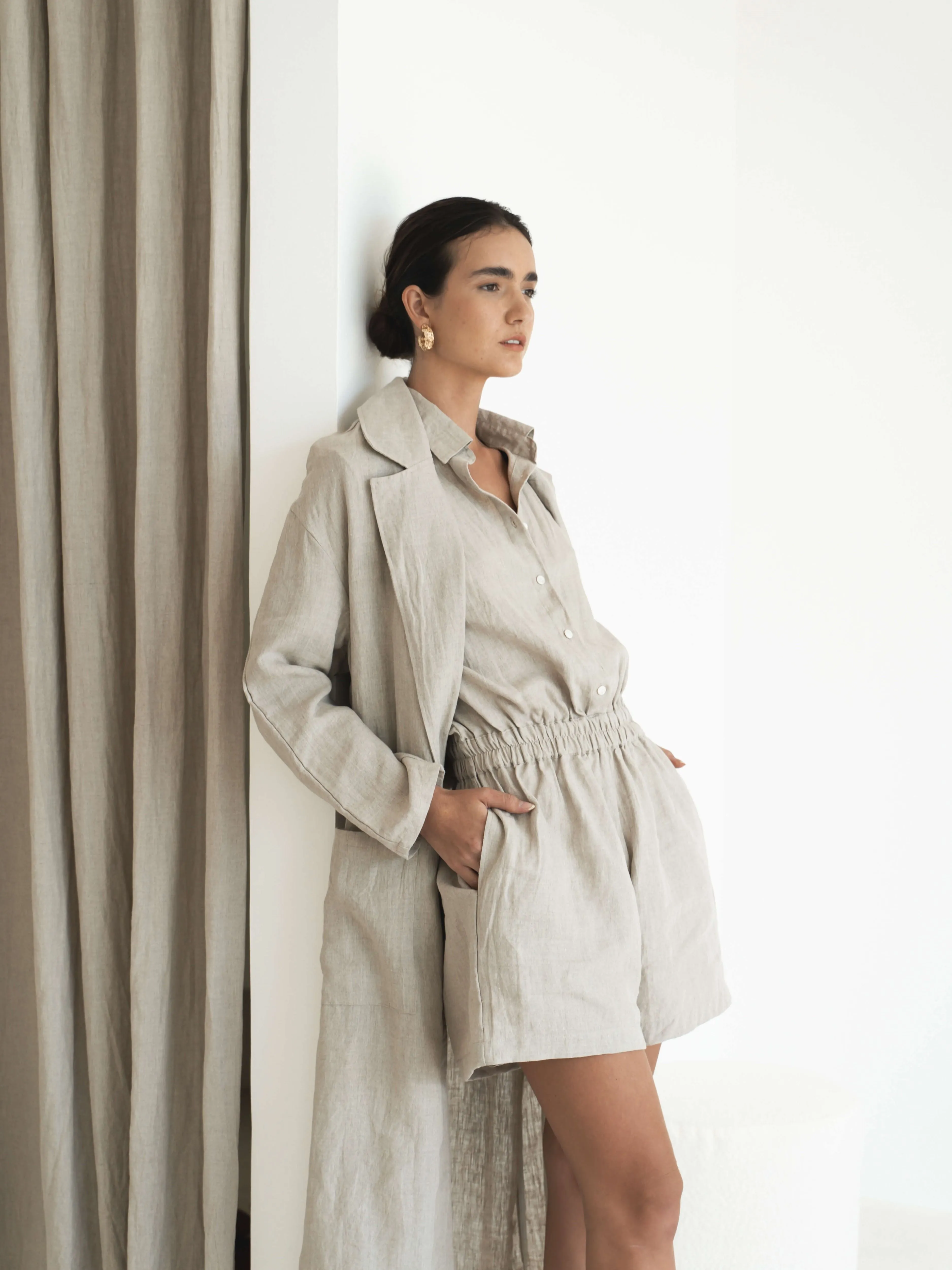 Relaxed-fit Linen Trench Coat