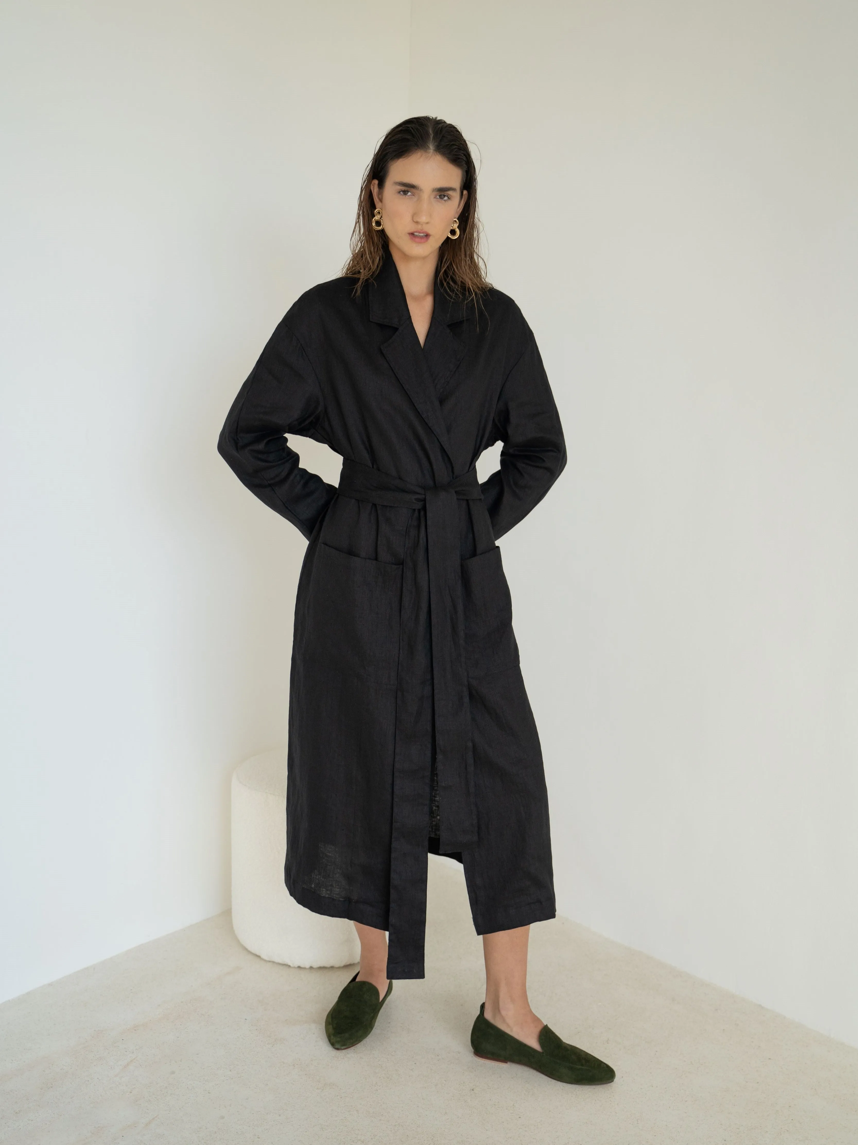 Relaxed-fit Linen Trench Coat