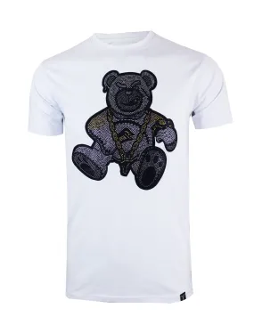 S11910RH-RHINESTONE BEAR T-SHIRTS (WHITE)