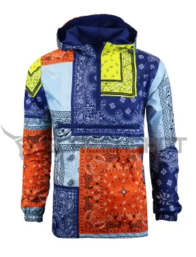 S51011-BANDANA PATCHWORK WINDBREAKER JACKET (NAVY)