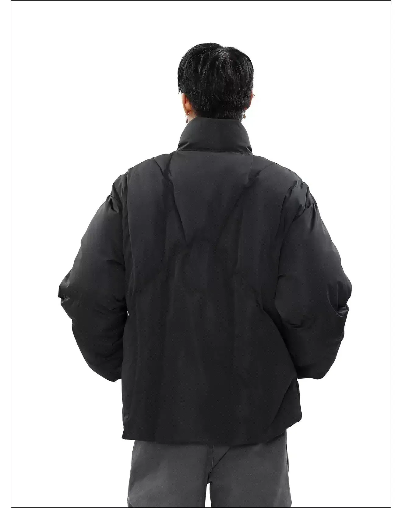 Stand Collar Zip Detail Puffer Jacket
