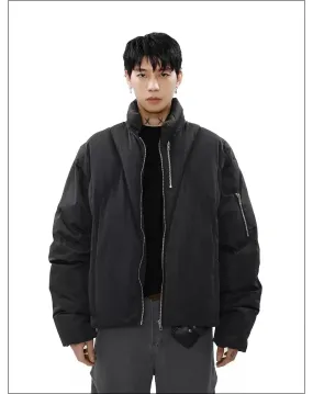 Stand Collar Zip Detail Puffer Jacket