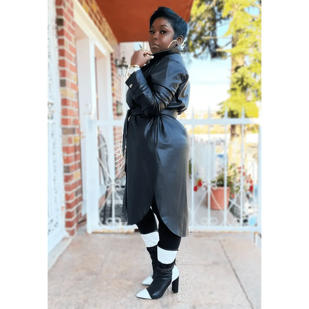 Vegan Please Leather Shirt Dress (Black)
