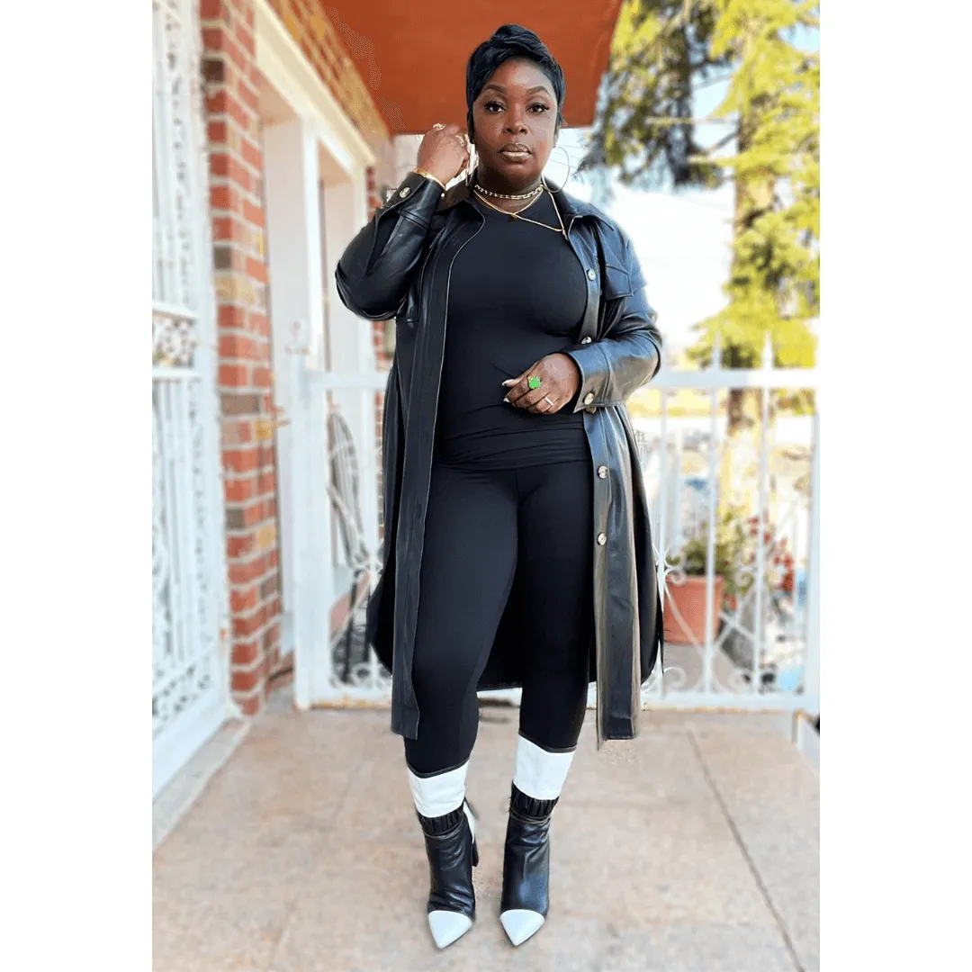Vegan Please Leather Shirt Dress (Black)