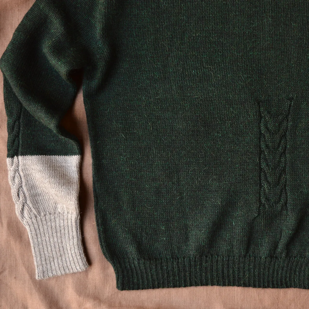 Women's Cable Colour Block Jumper - 100% Baby Alpaca - AW25 Rust Melange (S-M) *Returning Soon