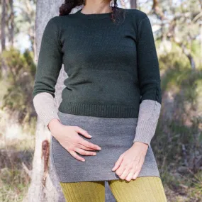 Women's Cable Colour Block Jumper - 100% Baby Alpaca - AW25 Rust Melange (S-M) *Returning Soon