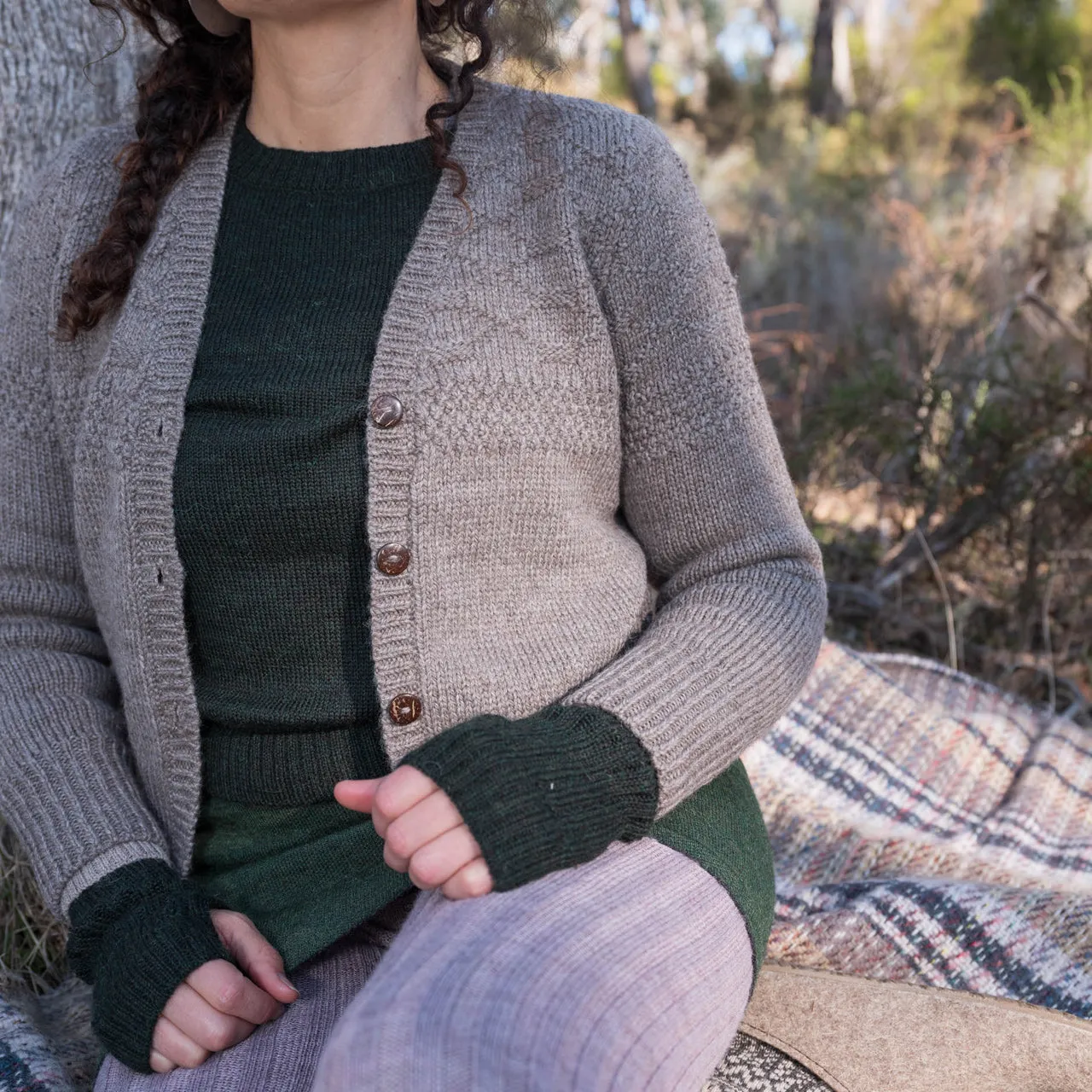 Women's Cable Colour Block Jumper - 100% Baby Alpaca - AW25 Rust Melange (S-M) *Returning Soon